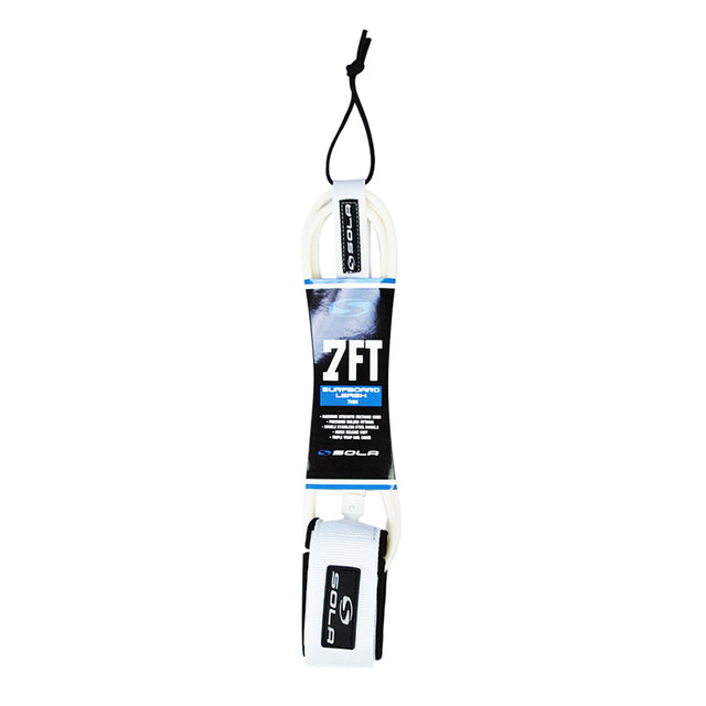 Sola 7ft Surf Leash - White