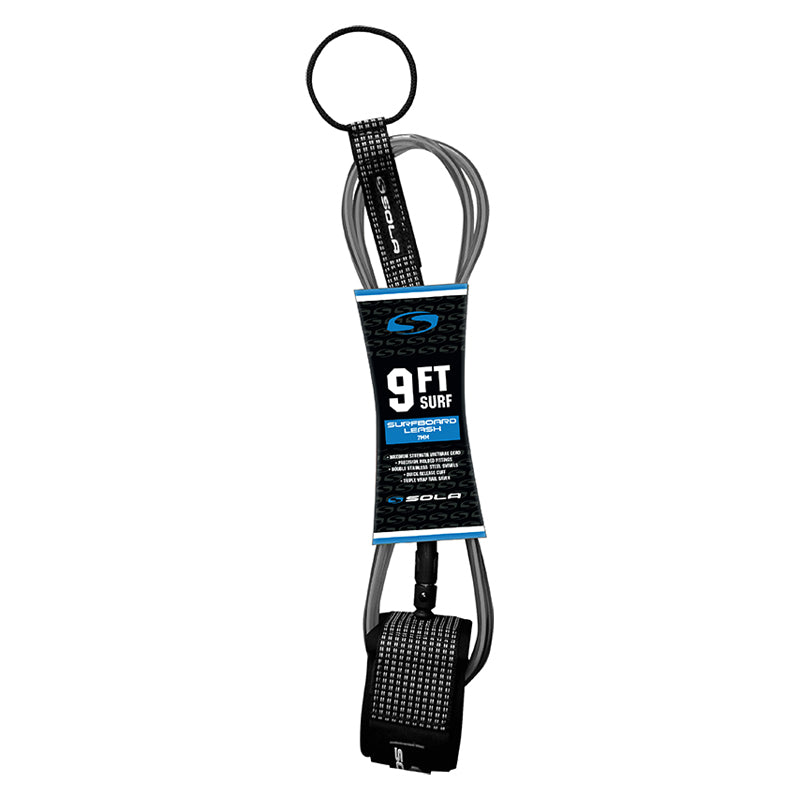 Sola 9ft Surf Leash - Grey/Black