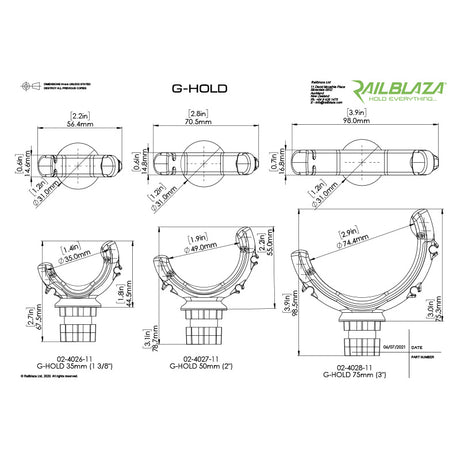 Railblaza G-Hold - Dimensions