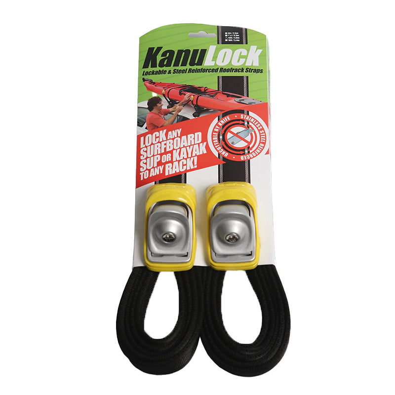 Kanulock Lockable Roof Rack Straps - 4m - Yellow