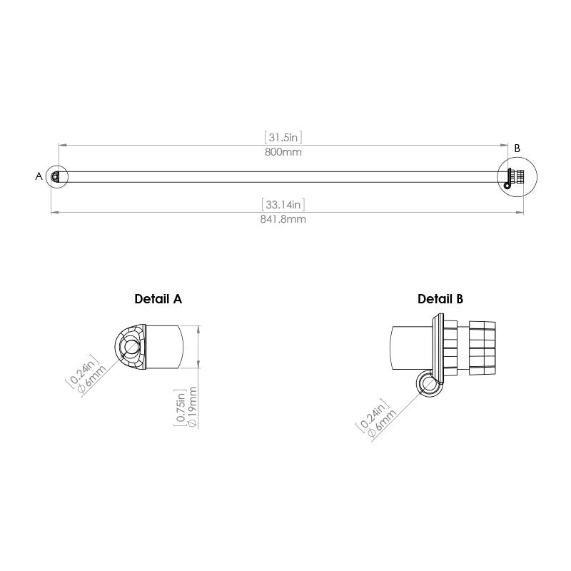 Railblaza Flag Pole Mount - Dimensions