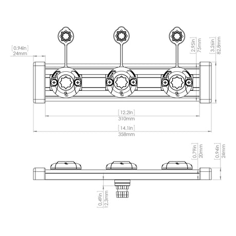 Railblaza Tracport Dash 350 - Dimensions