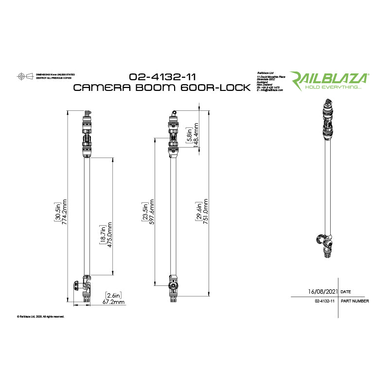 Railblaza Camera Book R-lock - Dimensional Drawing