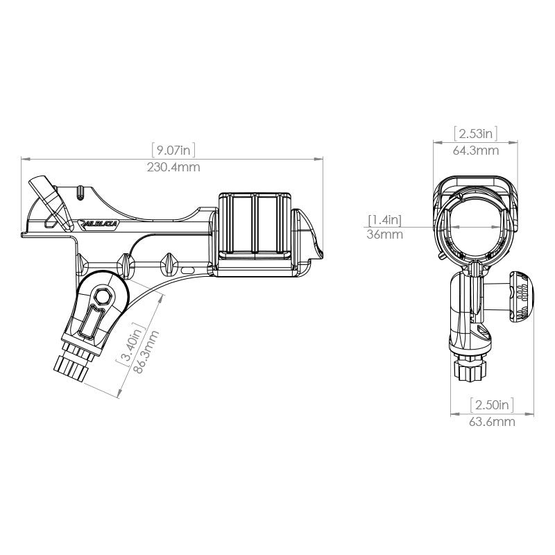 Railblaza Rod Holder II - Dimensions