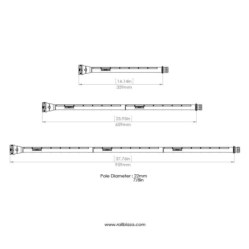 Railblaza Visibility Kit Black II - Dimensions 1