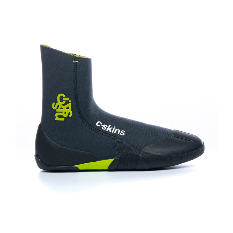 C-Skins Legend 3.5mm Junior Zipped Round Toe Boots - Graphite/Flash Green/Black