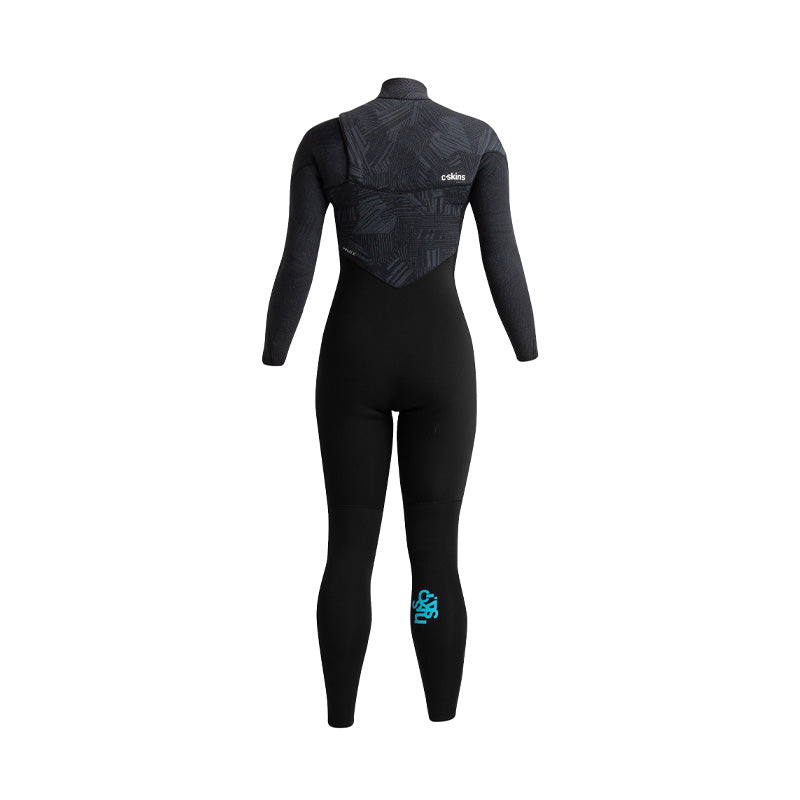 C-Skins Rewired 3/2mm Chest Zip Steamer Womens - Raven Black / Black X Shade / Ocean Blue