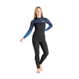 C-Skins Solace 4/3 Womens GBS Back Zip Steamer - Black/Bluestone Tropical/Cascade Blue