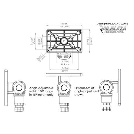 Railblaza Adjustable Platform - Dimensional Drawing