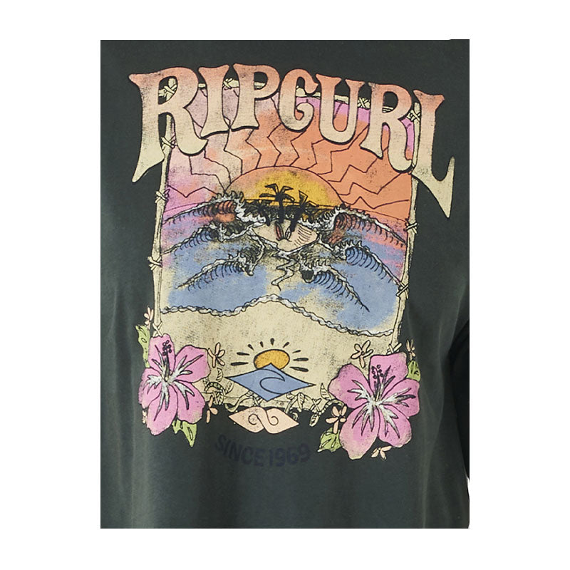 Ripcurl Womens Barrelled Heritage Crop Tee - Washed Black