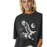 Ripcurl Womens Midnight Heritage Short Sleeve Tee - Washed Black