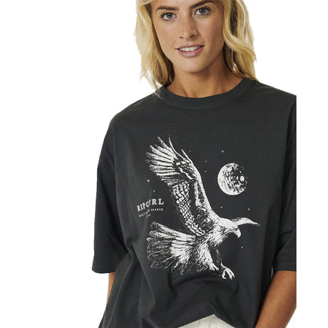 Ripcurl Womens Midnight Heritage Short Sleeve Tee - Washed Black