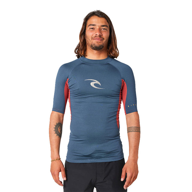 Ripcurl Waves S/S Rash Vest Mens - Navy Marle