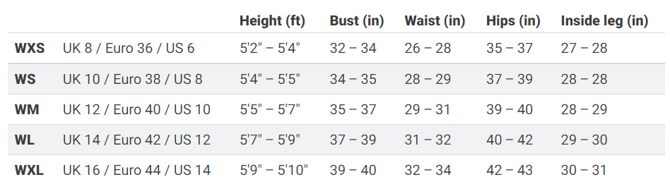 Palm womens layering sizes